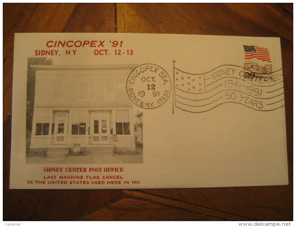 Sidney 1991 The American Flag 50 Years Last Machine Flag Cancel Fdc Cover USA - Briefe