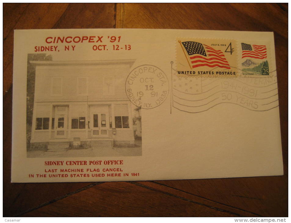 Sidney 1991 The American Flag 50 Years Last Machine Flag Cancel Fdc Cover USA - Briefe