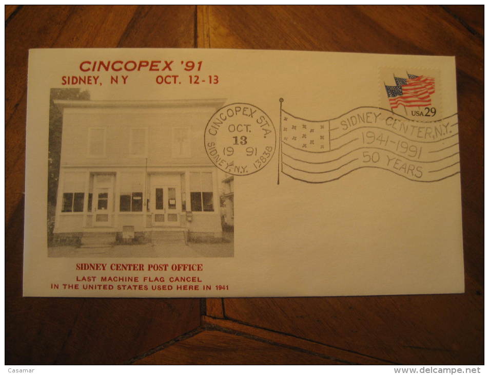 Sidney 1991 The American Flag 50 Years Last Machine Flag Cancel Fdc Cover USA - Briefe