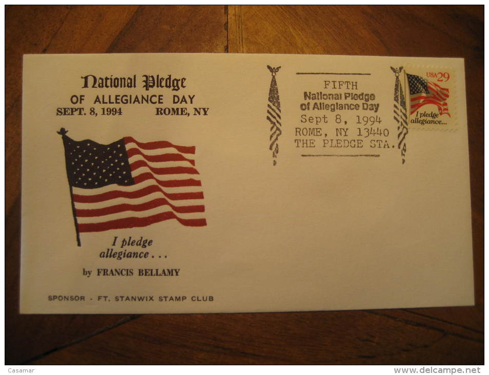 Rome 1994 The American Flag Francis Bellamy Fdc Cover USA - Briefe