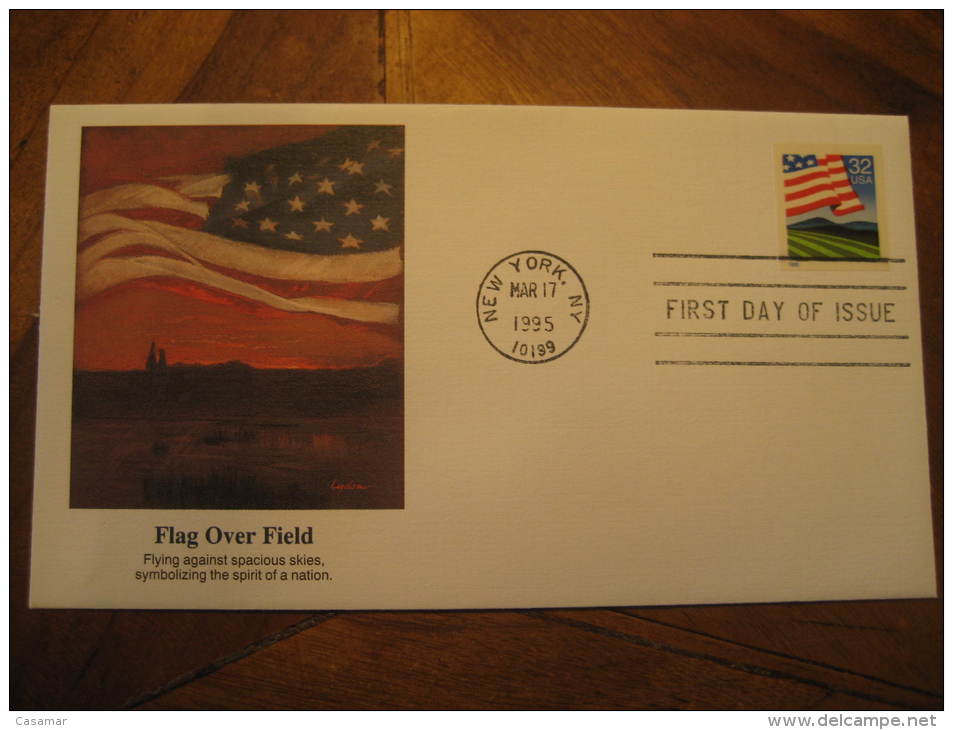 New York 1995 The American Flag Fdc Cover USA - Briefe