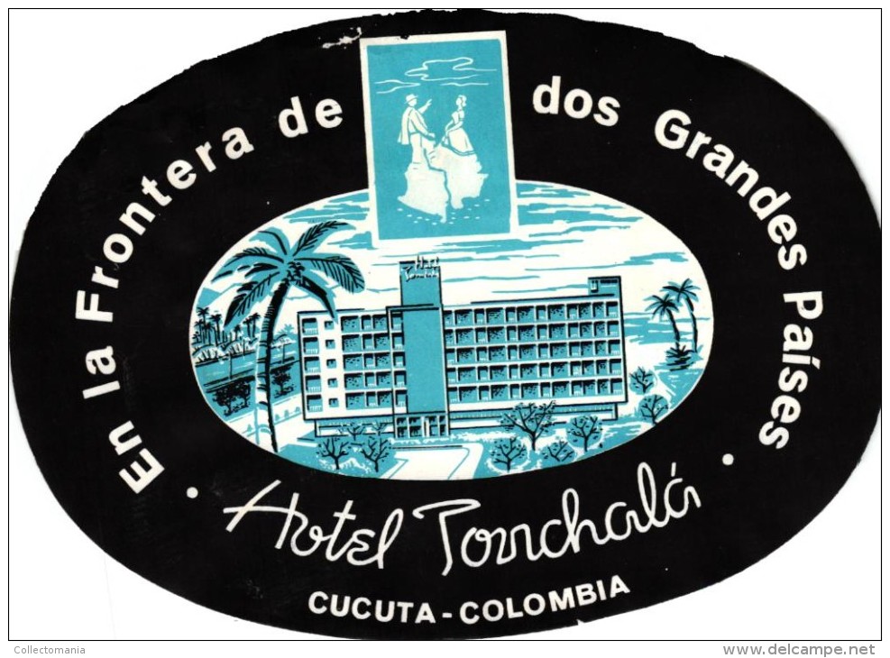 18 HOTEL Labels COLOMBIABarranquilla Cucuta COSTA RICA San Jose GUATEMALA Panajachel - Etiquettes D'hotels