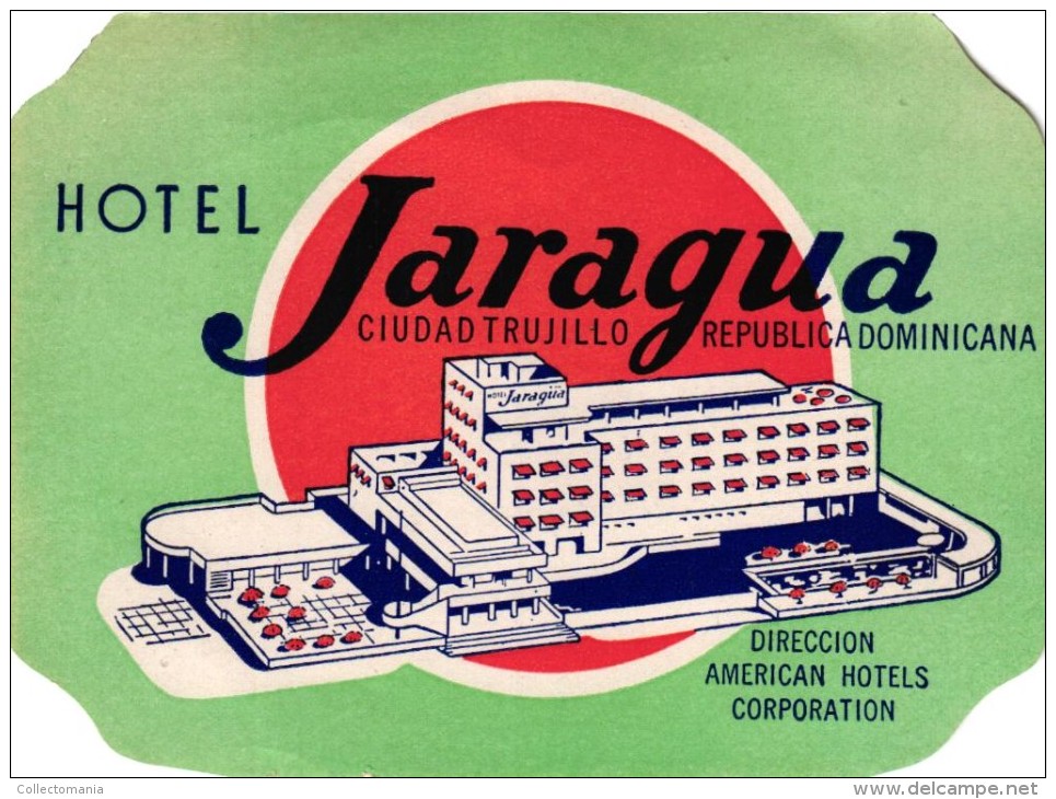 14 HOTEL Labels DOMINICAN REPUBLIC Trujillo CURACAO HAITI Port Au Prince HONDURAS PANAMA Ancon Tocumen - Hotel Labels