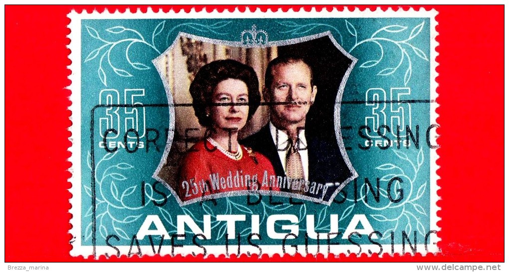 ANTIGUA - Usato - 1972 - 25 Matrimonio Reali - Nozze D'argento - Royal Silver Wedding - 35 - 1960-1981 Autonomie Interne