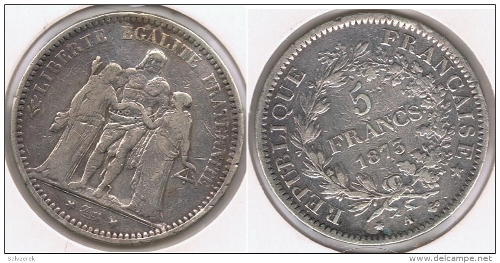 FRANCIA FRANCE 5 FRANCS 1873 A PLATA SILVER V2 - Otros & Sin Clasificación