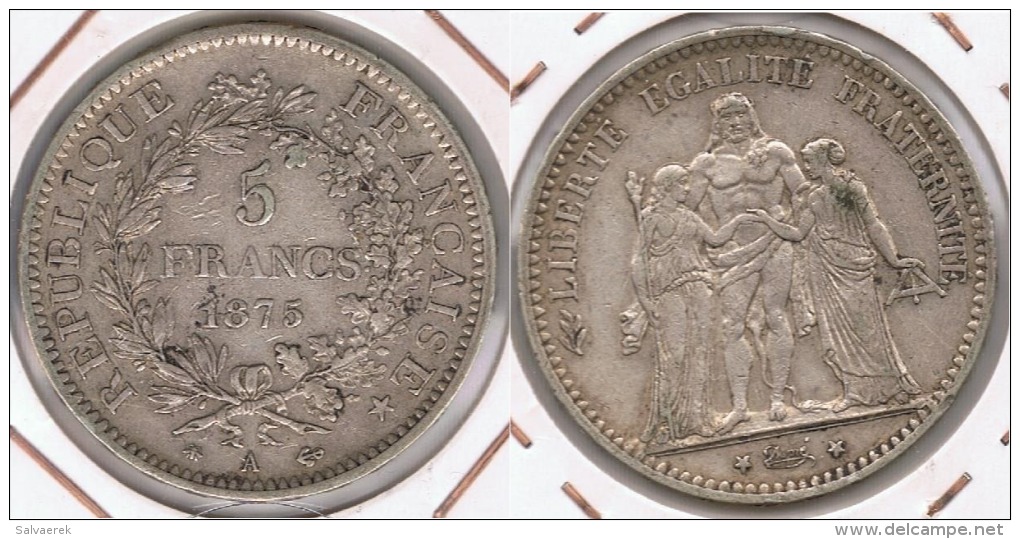 FRANCIA FRANCE 5 FRANCS 1875 A PLATA SILVER V - Otros & Sin Clasificación