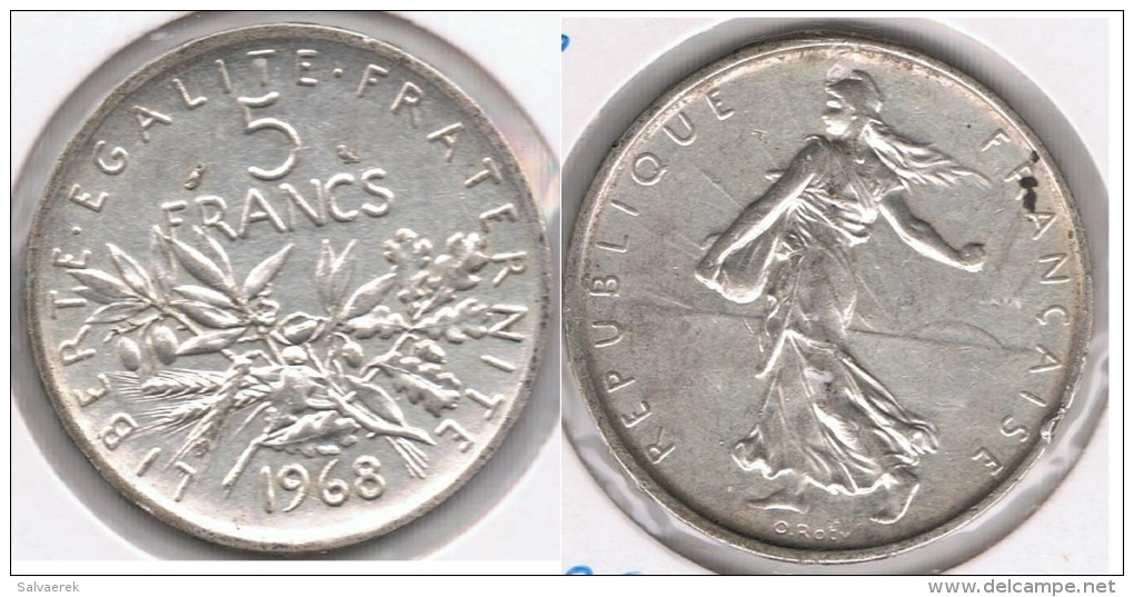 FRANCIA FRANCE 5 FRANCS 1968 PLATA SILVER V - Otros & Sin Clasificación