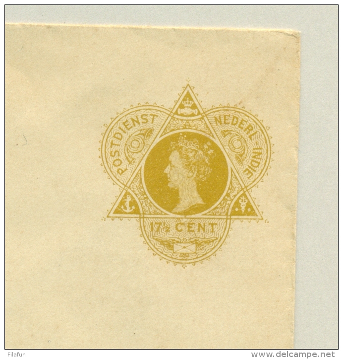 Nederlands Indië - 1912 - 17,5 Cent Envelop Wilhelmina In Driehoek, Okergeel - Nederlands-Indië