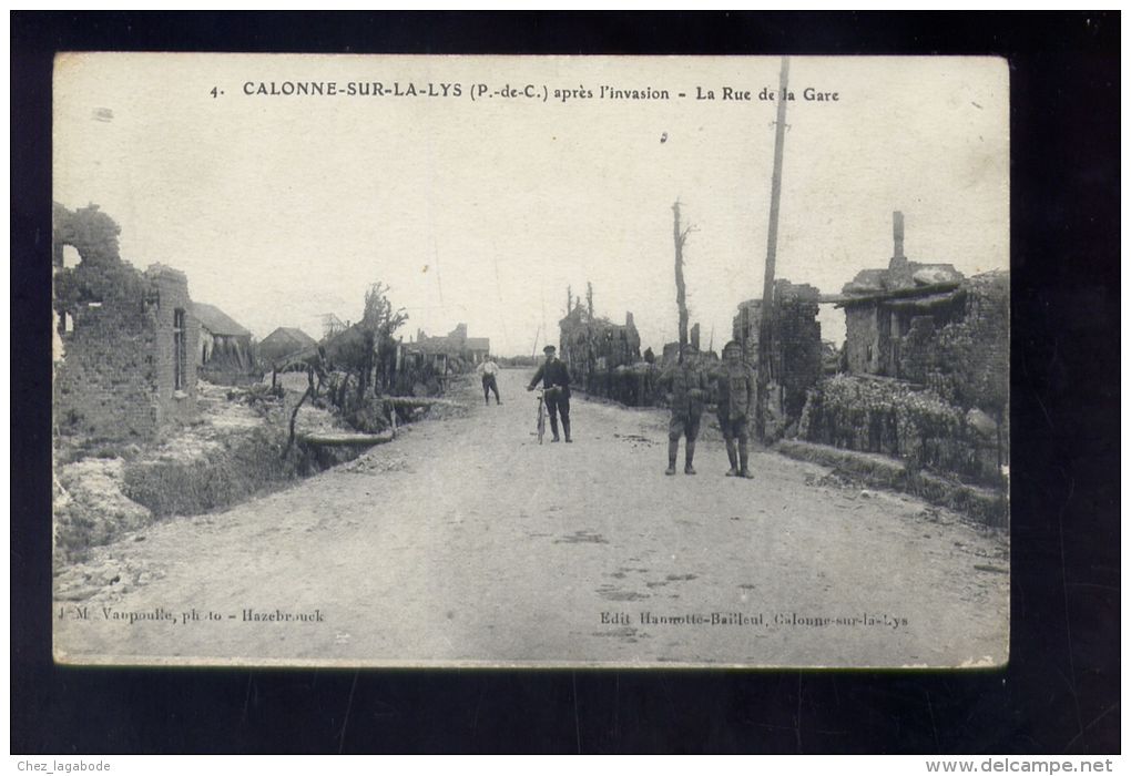 CPA (62) Calonne Sur La Lys Après L'invasion  -  Rue De La Gare - Autres & Non Classés