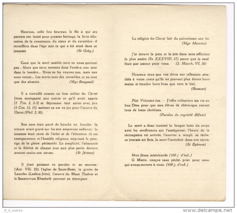 Souvenir Mortuaire Deharveng Joseph Adolphe Jésuite Professeur De Rhétorique, Bruxelles 1929 - Santini