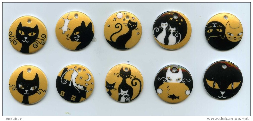 FEVE - FEVES PERSO -  SUPERBE SERIE COMPLETE CLAMECY - LES CHATS BIJOUX - 10 FEVES PENDENTIFS - Animali