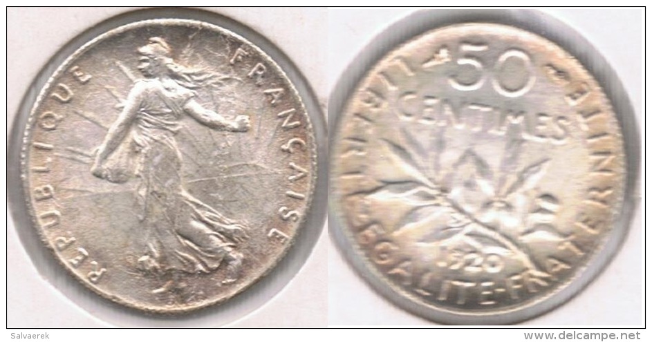 FRANCIA FRANCE 50 CENTIMES FRANC 1920 PLATA SILVER V - Otros & Sin Clasificación