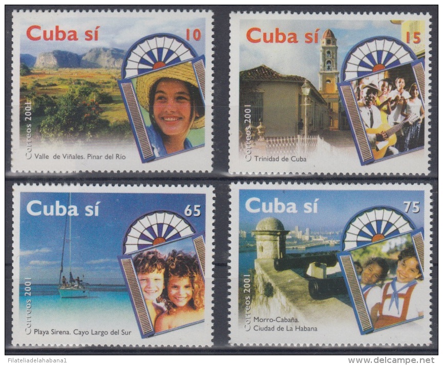 2001.28- * CUBA 2001. MNH. TURISMO. VISTAS TURISTICAS. CAYO LARGO. TRINIDAD. PINAR DEL RIO. CASTILLO CABAÑA. - Unused Stamps