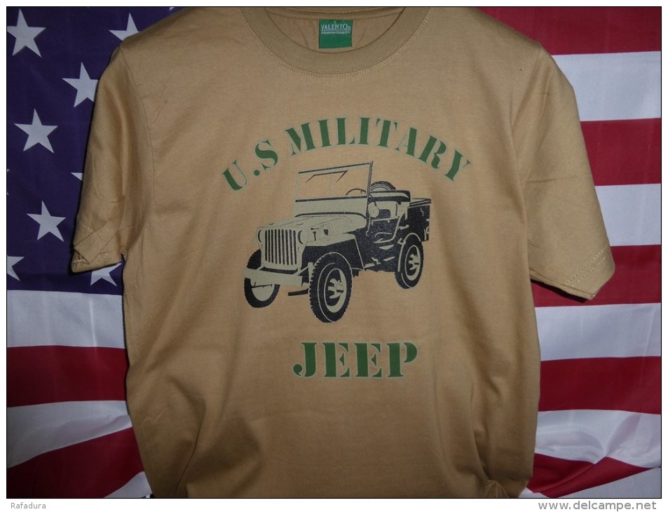 T SHIRT Beige US MILITARY JEEP Tailles L XL XXL ( MB MA WILLYS FORD ) Tee - Vehículos
