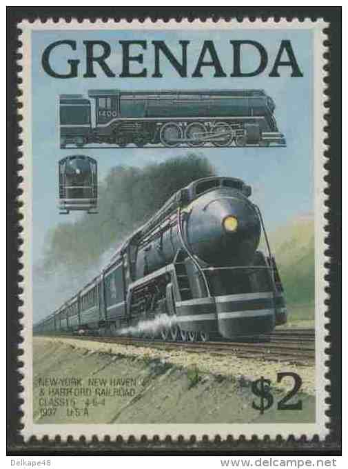 Grenada 1989 Mi 1957 ** New York, New Heaven & Hartford Railroad – Class 15 4—6-4 (1937) USA / Lokomotiven - Treinen