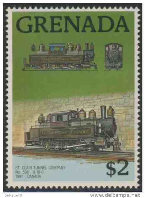 Grenada 1989 Mi 1950 ** St. Clair Tunnel Company – No. 598 0-10-0 (1891) Canada / Lokomotiven - Treinen