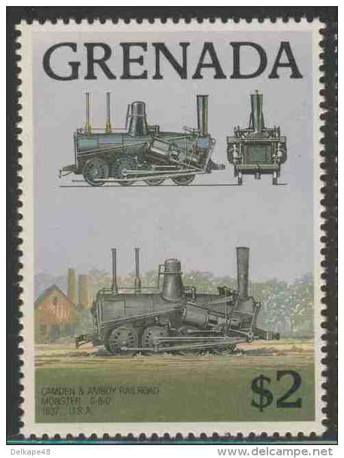 Grenada 1989 Mi 1938 ** Camden & Amboy Railroad – “Monster” 0-8-0 (1837) USA / Lokomotiven - Treinen