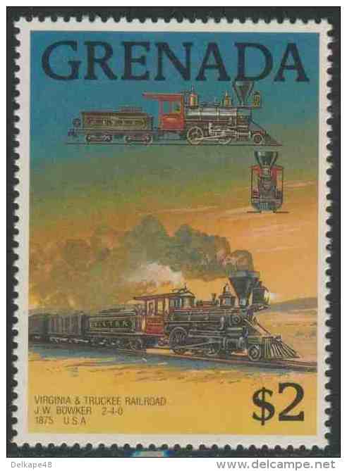 Grenada 1989 Mi 1932 ** Virginia & Truckee Railroad – “J.W. Bowker” 2-4-0 (1875) USA  / Lokomotiven - Treinen