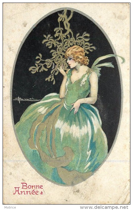 BUSI ADOLFO - Bonne Année, Portrait De Femme Style Art Nouveau (carte Vendue En L'état). - Busi, Adolfo