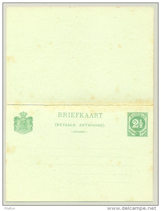 Curacao - 1892 -  2,5+2,5 Ct Briefkaart Cijfer - Curaçao, Nederlandse Antillen, Aruba