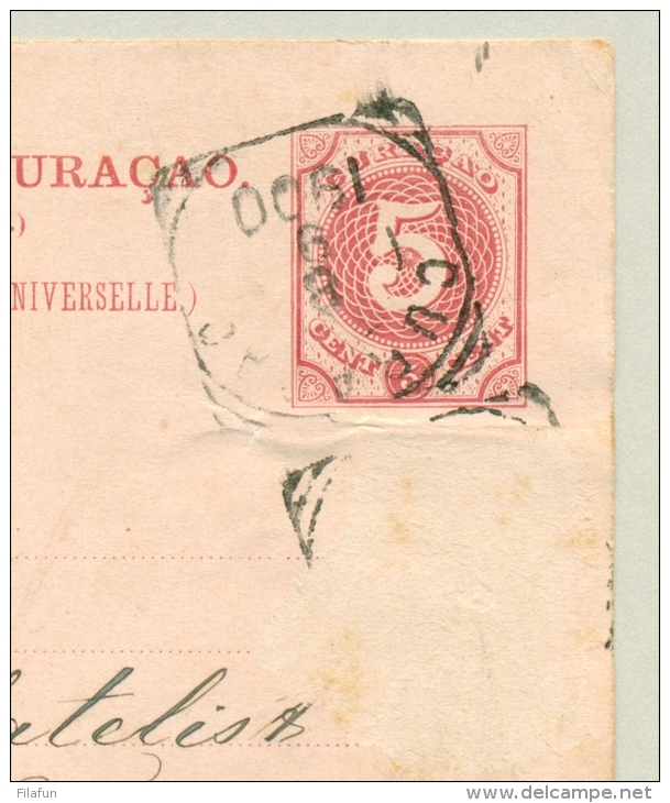 Curacao - 1900 -  5 Ct Briefkaart Cijfer Verstuurd Naar Batavia / Ned Indië - Curacao, Netherlands Antilles, Aruba