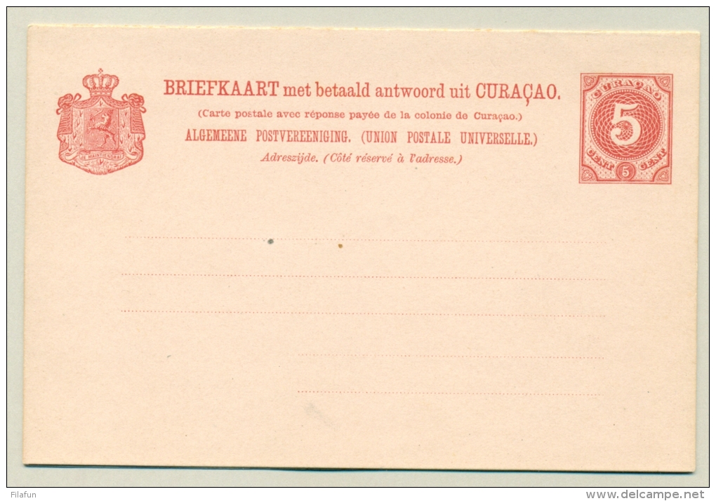 Curacao - 1891 -  5+5 Ct Briefkaart Cijfer - Curaçao, Nederlandse Antillen, Aruba