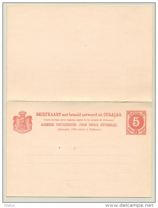 Curacao - 1891 -  5+5 Ct Briefkaart Cijfer - Curaçao, Nederlandse Antillen, Aruba