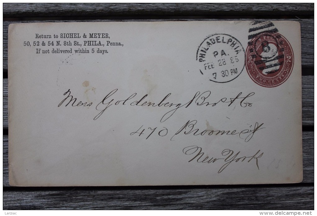 Entier Postal Pour New-York Oblitération Philadelphia 1885 - ...-1900
