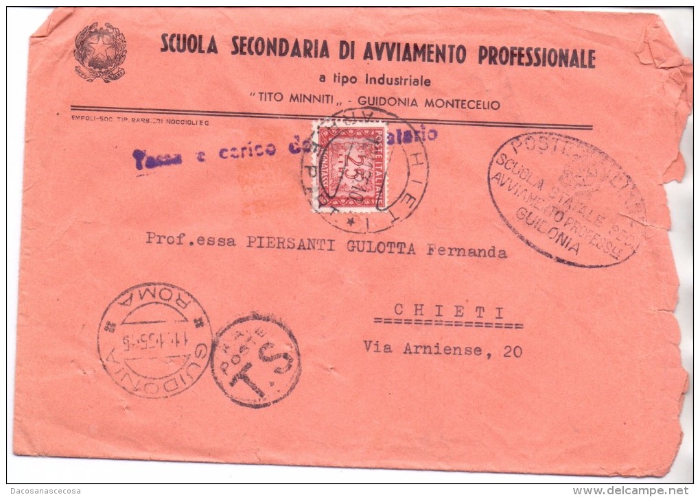 SS - SCOLA DI AVVIAMENTO PROFES  - 00012 GUIDONIA  - LS/TACDT - 1958 - FTO 12X18 - TEMATICA TOPIC STORIA COMUNI D´ITALIA - Franking Machines (EMA)