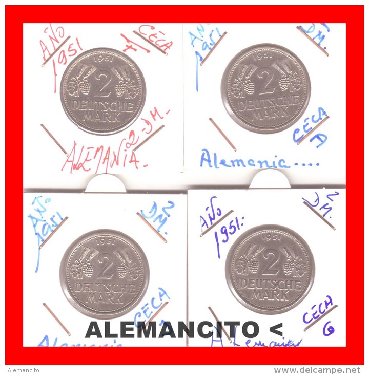 ALEMANIA - COLECCIÓN - 4 -MONEDAS 2 DM - 2 Marcos