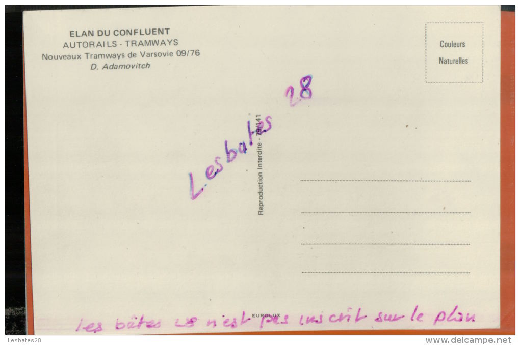 CPSM  ELAN DU CONFLUENT  AUTORAILS - TRAMWAYS   Nouveau Tramways De Varsovie  (09/76)   Oct 2015  523 - Strassenbahnen