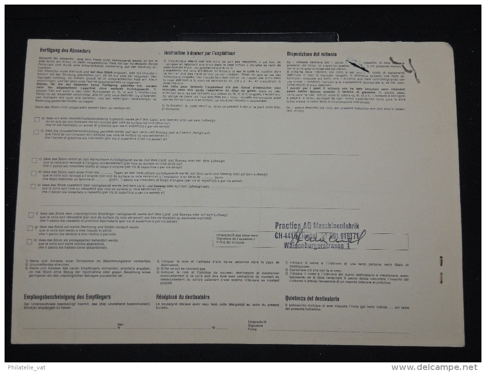 SUISSE - Bulletin D ´ Expédition Période 1970 - A Voir - Lot P10960 - Ferrovie