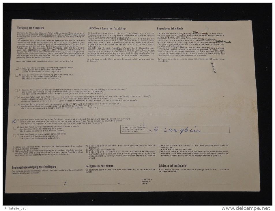 SUISSE - Bulletin D ´ Expédition Période 1970 - A Voir - Lot P10963 - Chemins De Fer