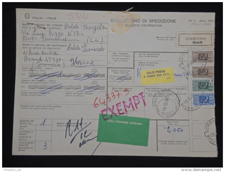 ITALIE - Bulletin D ´ Expédition Période 1970 - A Voir - Lot P10987 - Postal Parcels