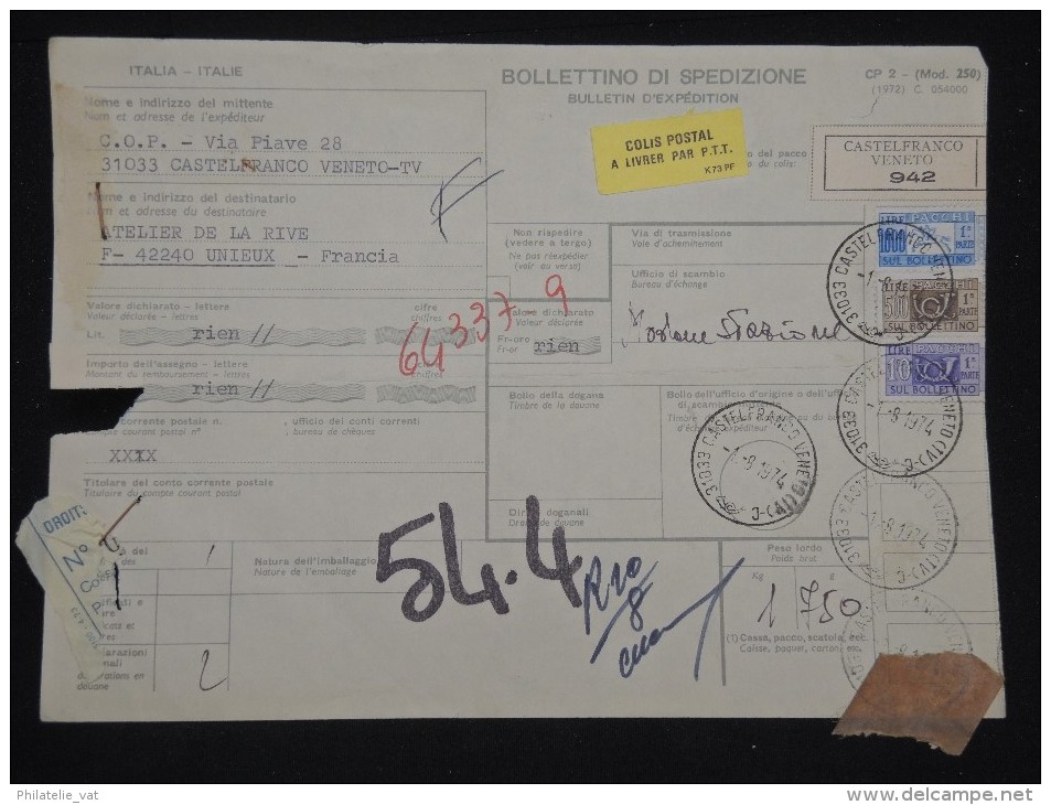 ITALIE - Bulletin D ´ Expédition Période 1970 - A Voir - Lot P10988 - Colis-postaux