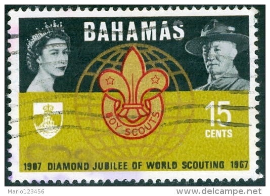 BAHAMAS, BRITISH COMMONWEALTH, 1967, COMMEMORATIVO, SCOUTISMO, FRANCOBOLLO USATO, Scott 268 - Bahamas (1973-...)