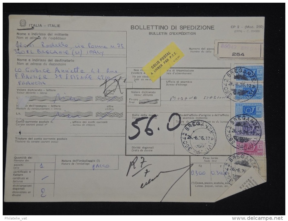 ITALIE - Bulletin D ´ Expédition Période 1970 - A Voir - Lot P10993 - Colis-postaux