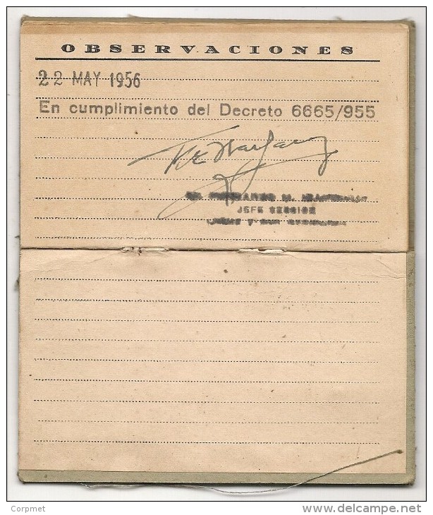 REGISTRO DE EXPENDEDOR DE LECHE En CALIDAD DE PATRON -DISPENSING MILK REGISTRATION AS OWNER - 1956 Issued For A WOMAN - - Documentos Históricos