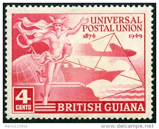 GUIANA BRITANNICA, BRITISH GUIANA, COLONIA DELLA CORONA BRITANNICA, BRITISH CROWN COLONY, COMMEMORATIVO, UPU, 1949, FRAN - British Guiana (...-1966)