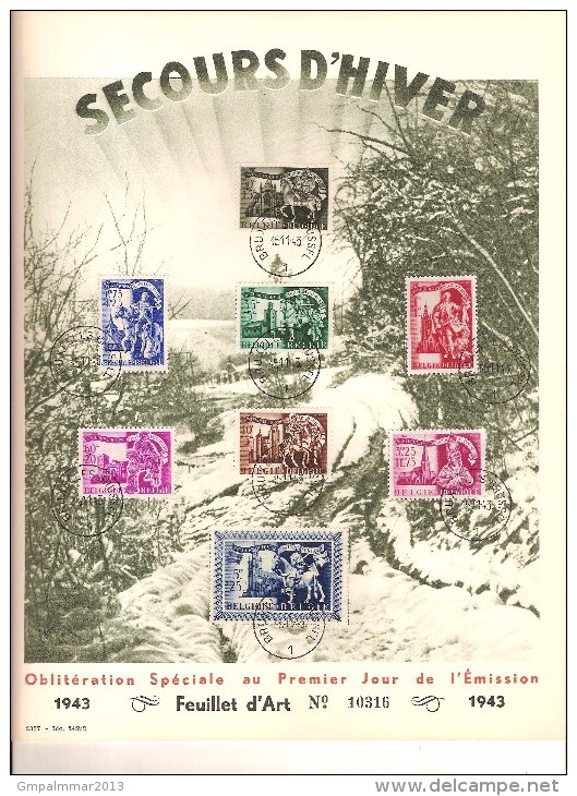 Herdenkingsbladen WINTERHULP / SEVOURS D'HIVERS Van Serie Nrs. 631 T/e/m 638 Met FDC Dd. 15/11/1943 ! LOT 171 - Cartes Souvenir – Emissions Communes [HK]