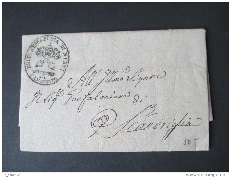 Italien Vorphila 1814 Rieti - Scandriglia. Kleiner Ort. Deleca AZne Aplica Di Rieti. Governo Di Canemorto. Toller Beleg! - 1. ...-1850 Prephilately