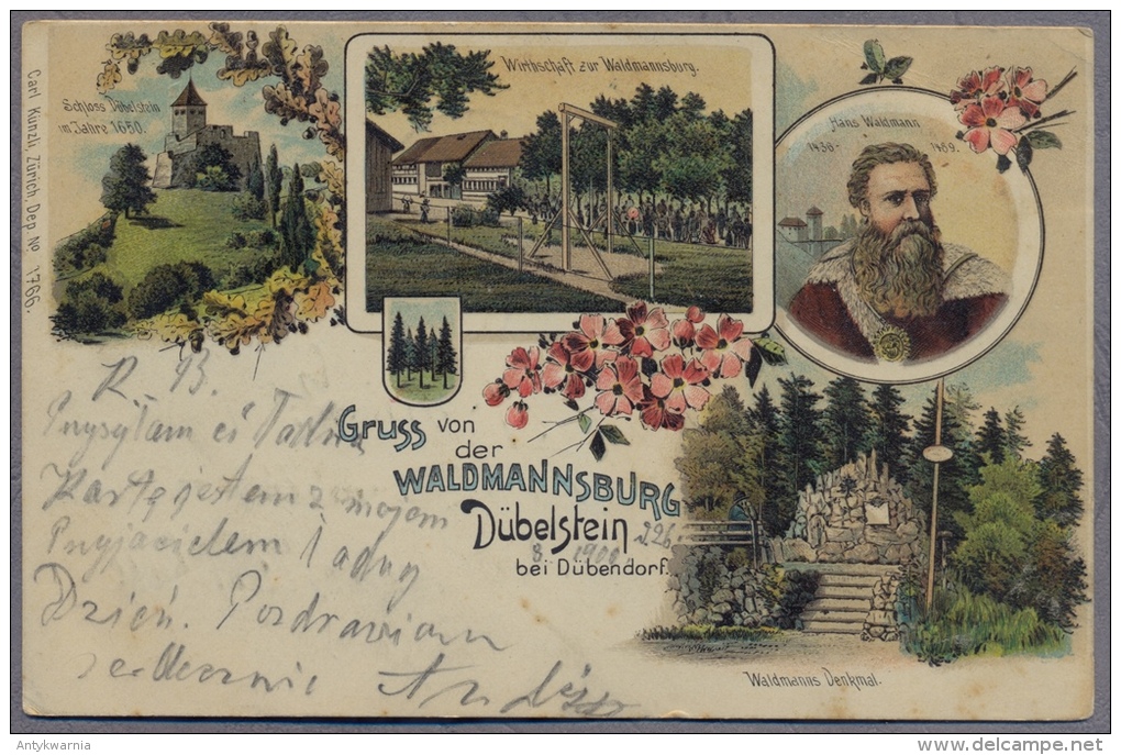 WALDMANNSBURG DÜBELSTEIN BEI DÜBENDORF LITHO    1900y.  A411 - Dübendorf