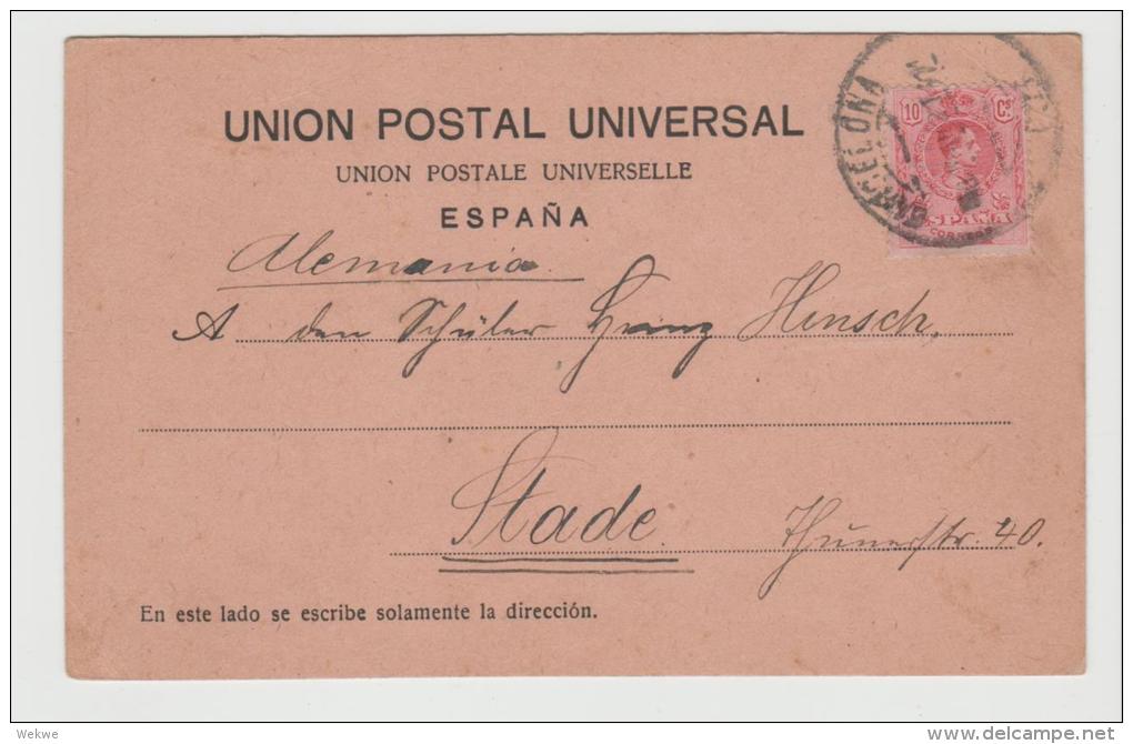 Spk105 / SPANIEN -  Alfons XIII 10 Cs. Postkarte Nach Stade, Deutschland - Briefe U. Dokumente