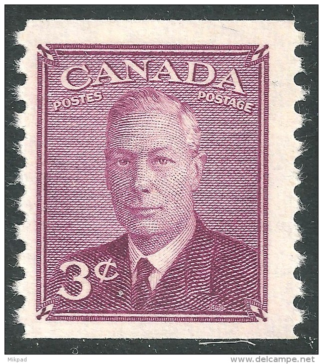 Canada 1949 3c Coil Stamp SG421 - Mint Previously Hinged - Nuevos