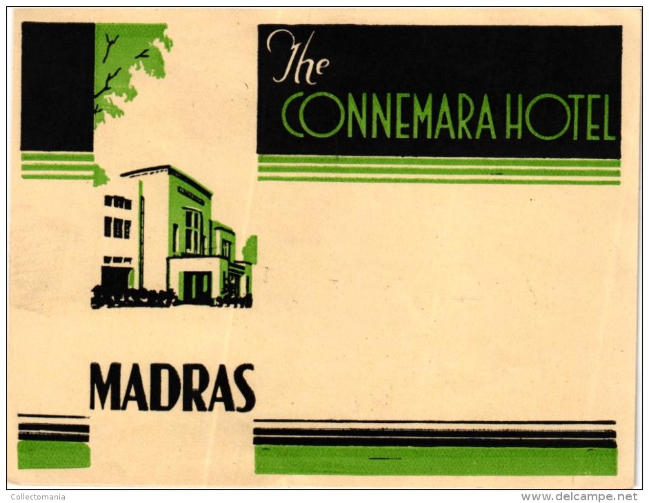 12HOTEL Labels INDIA New Delhi Bombay Madras Darjeeling Agra