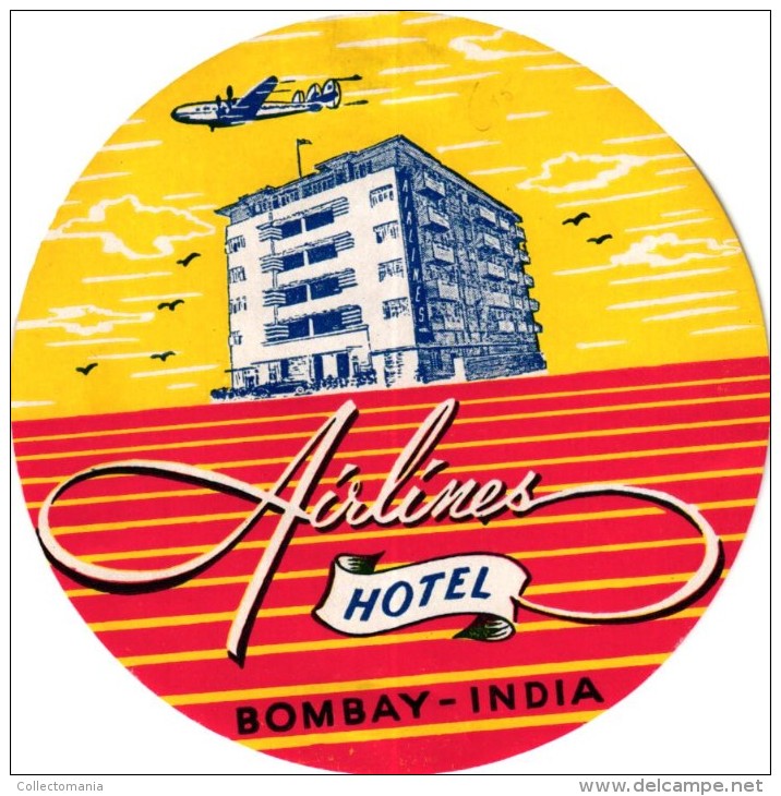 12HOTEL Labels INDIA New Delhi Bombay Madras Darjeeling Agra