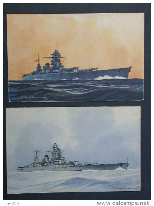 Ref4906 WA Lot De 5 CPA Illustrées Par L. Haffner - Bateaux De Guerre - Cuirassé Sous Marin Croiseur - Guerre