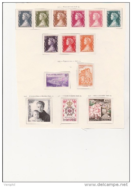 MONACO -  TIMBRES N° 478 A 491 NEUFS  X - 1957-58 - COTE : 35,35 € - Unused Stamps