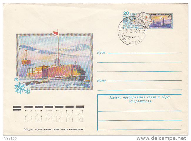 POLE OF INACCESSIBILITY RUSSIAN ANTARCTIC STATION, COVER STATIONERY, ENTIER POSTAL, 1978, RUSSIA - Onderzoeksstations