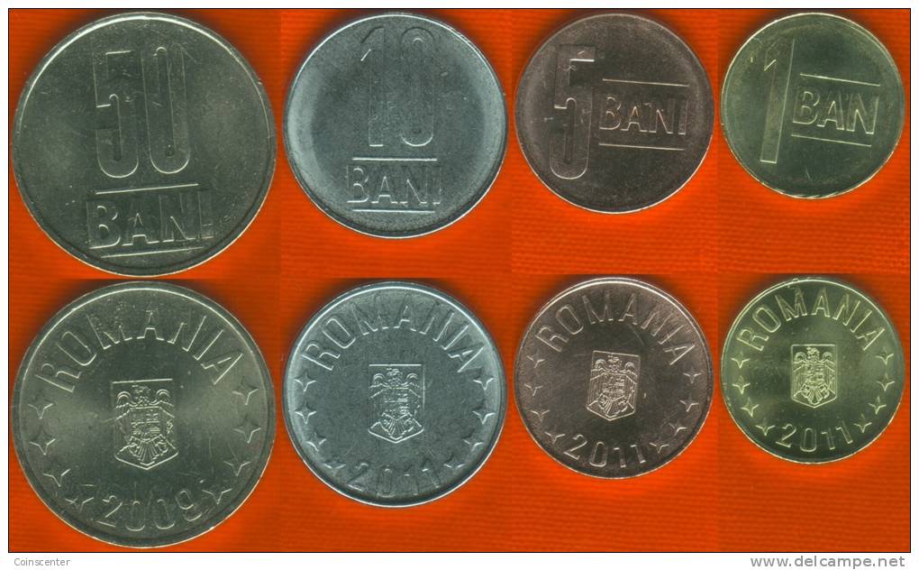 Romania Set Of 4 Coins: 1-50 Bani 2009-2011 - Rumänien